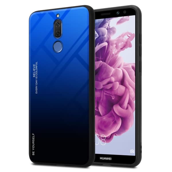 Deksel til Huawei MATE 10 LITE / NOVA 2i Silikondeksel av TPU-silikon og bakside av herdet glass