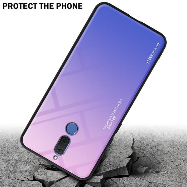 Deksel til Huawei MATE 10 LITE / NOVA 2i Silikondeksel av TPU-silikon og bakside av herdet glass