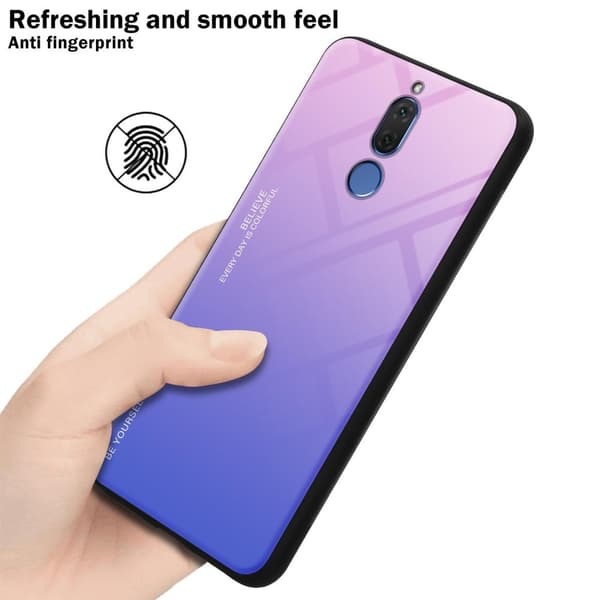 Deksel til Huawei MATE 10 LITE / NOVA 2i Silikondeksel av TPU-silikon og bakside av herdet glass