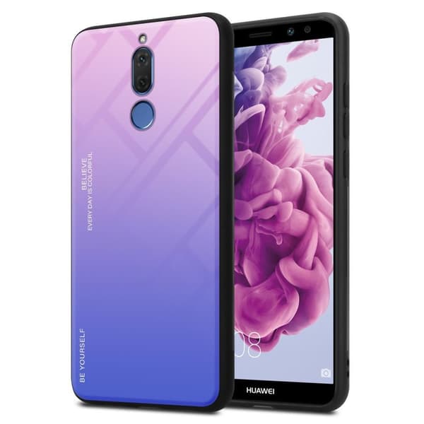 Deksel til Huawei MATE 10 LITE / NOVA 2i Silikondeksel av TPU-silikon og bakside av herdet glass
