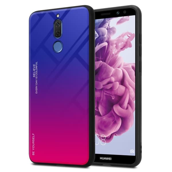 Deksel til Huawei MATE 10 LITE / NOVA 2i Silikondeksel av TPU-silikon og bakside av herdet glass