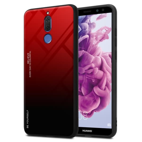 Deksel til Huawei MATE 10 LITE / NOVA 2i Silikondeksel av TPU-silikon og bakside av herdet glass