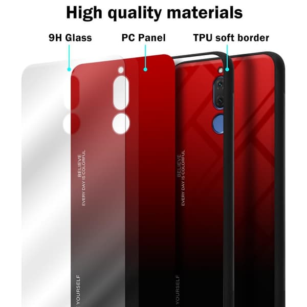 Huawei MATE 10 LITE / NOVA 2i Skal Fodral i två färger av TPU-silikon och baksida av härdat glas Case Cover Mobilskydd