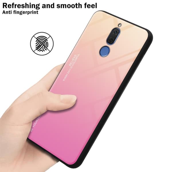 Huawei MATE 10 LITE / NOVA 2i Skal Fodral i två färger av TPU-silikon och baksida av härdat glas Case Cover Mobilskydd