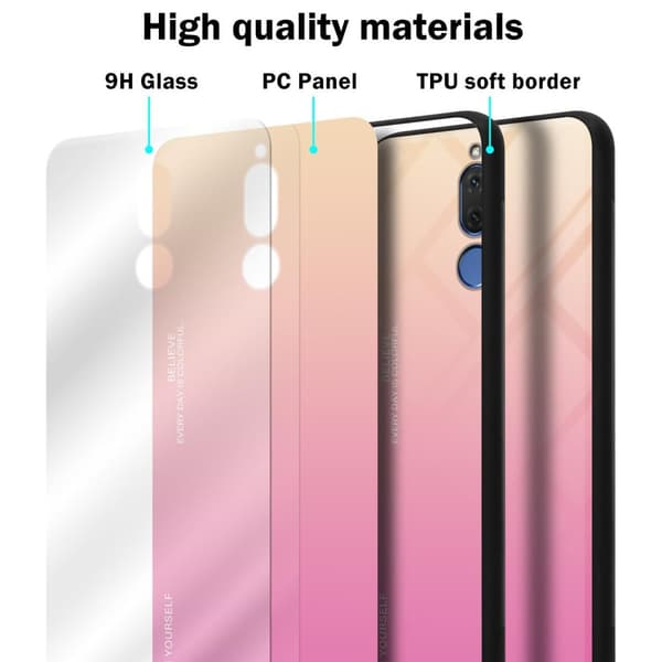 Huawei MATE 10 LITE / NOVA 2i Skal Fodral i två färger av TPU-silikon och baksida av härdat glas Case Cover Mobilskydd