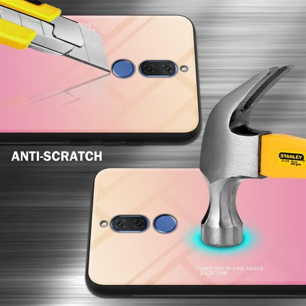 Huawei MATE 10 LITE / NOVA 2i Skal Fodral i två färger av TPU-silikon och baksida av härdat glas Case Cover Mobilskydd