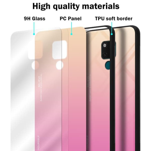 Huawei MATE 20 Skal Fodral i två färger av TPU-silikon och baksida av härdat glas Case Cover Mobilskydd