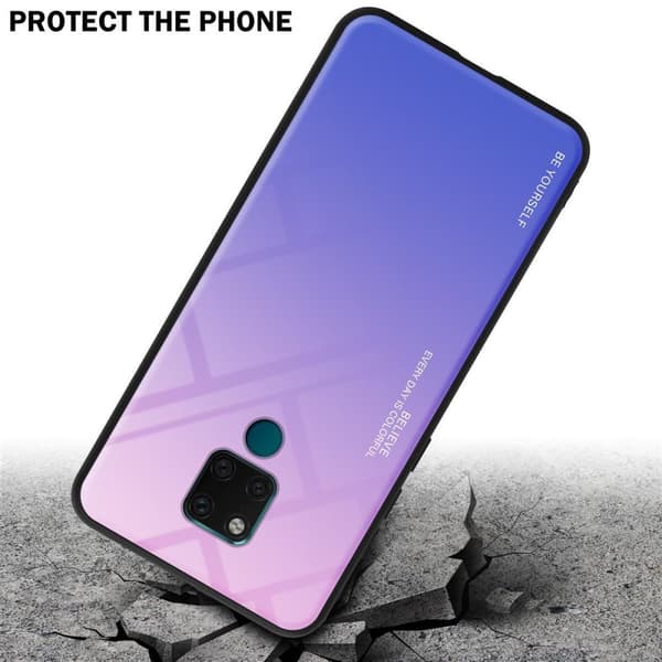 Deksel til Huawei MATE 20 Silikondeksel av TPU-silikon og bakside av herdet glass