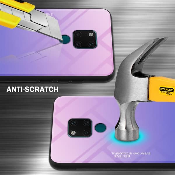 Huawei MATE 20 Skal Fodral i två färger av TPU-silikon och baksida av härdat glas Case Cover Mobilskydd