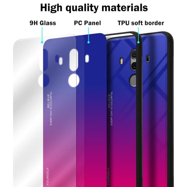 Huawei MATE 10 PRO Skal Fodral i två färger av TPU-silikon och baksida av härdat glas Case Cover Mobilskydd