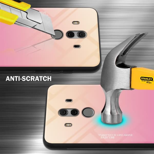 Huawei MATE 10 PRO Skal Fodral i två färger av TPU-silikon och baksida av härdat glas Case Cover Mobilskydd