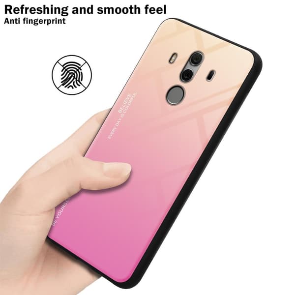 Huawei MATE 10 PRO Skal Fodral i två färger av TPU-silikon och baksida av härdat glas Case Cover Mobilskydd