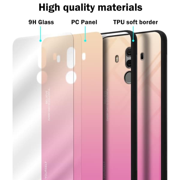 Huawei MATE 10 PRO Skal Fodral i två färger av TPU-silikon och baksida av härdat glas Case Cover Mobilskydd
