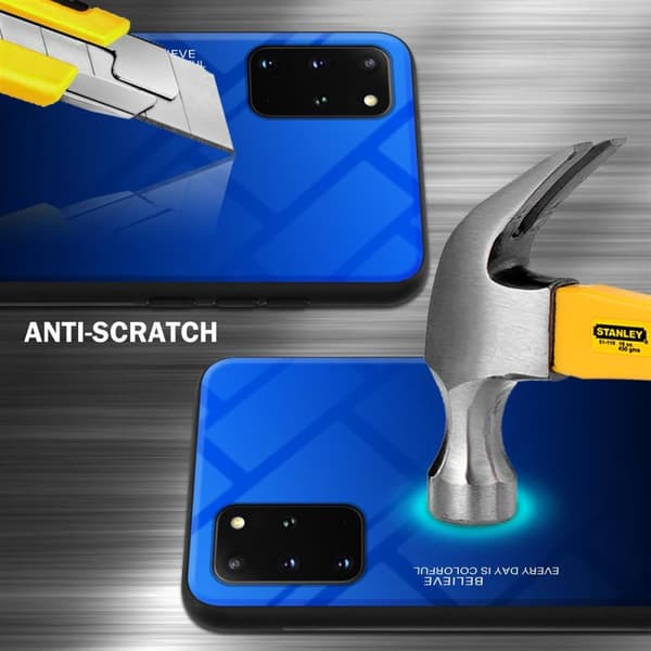 Samsung Galaxy S20 PLUS Suojakuori Suojakotelo Kaksivärinen joka on valmistettu TPU-silikonista ja jonka takaosa on valmistettu karkaistusta lasista