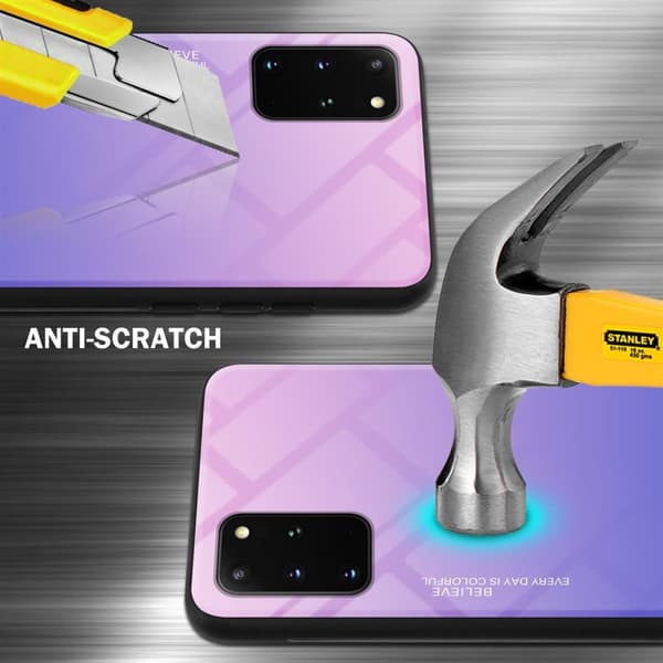 Deksel til Samsung Galaxy S20 PLUS Silikondeksel av TPU-silikon og bakside av herdet glass