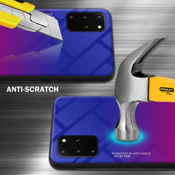 Deksel til Samsung Galaxy S20 PLUS Silikondeksel av TPU-silikon og bakside av herdet glass