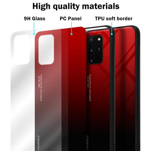 Deksel til Samsung Galaxy S20 PLUS Silikondeksel av TPU-silikon og bakside av herdet glass