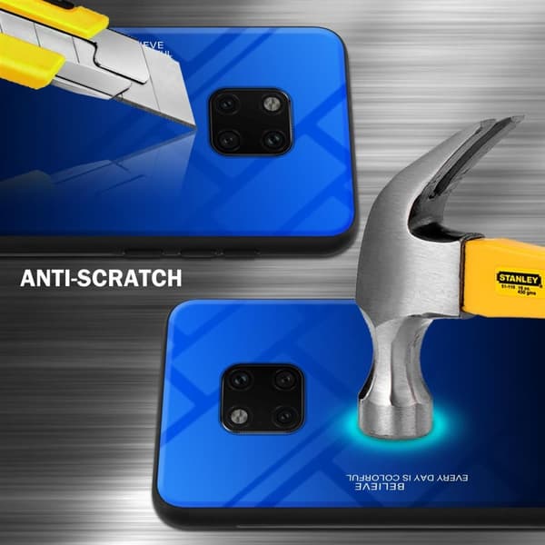 Huawei MATE 20 PRO Skal Fodral i två färger av TPU-silikon och baksida av härdat glas Case Cover Mobilskydd