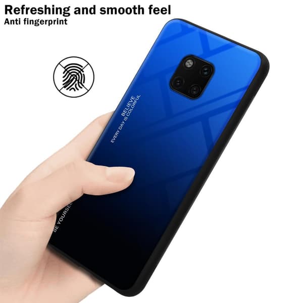 Huawei MATE 20 PRO Skal Fodral i två färger av TPU-silikon och baksida av härdat glas Case Cover Mobilskydd