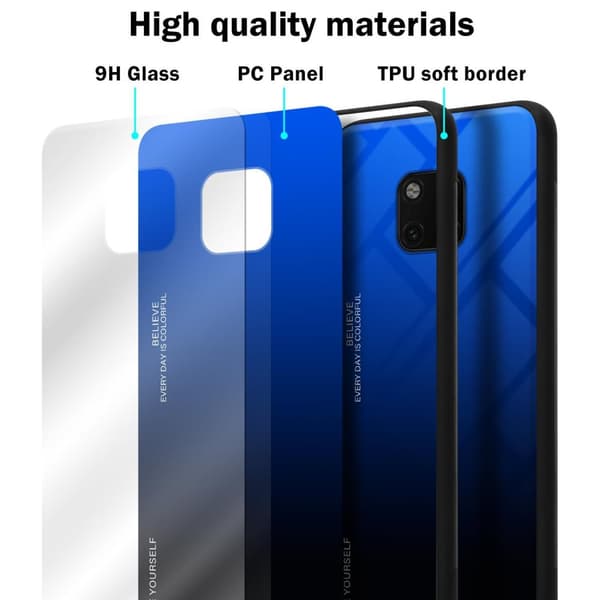 Huawei MATE 20 PRO Skal Fodral i två färger av TPU-silikon och baksida av härdat glas Case Cover Mobilskydd
