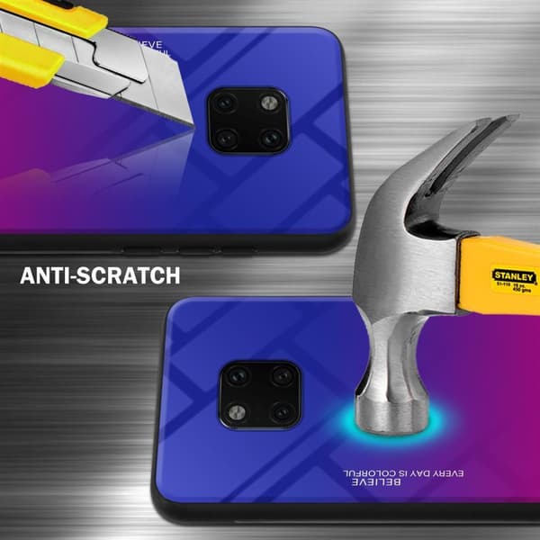 Huawei MATE 20 PRO Skal Fodral i två färger av TPU-silikon och baksida av härdat glas Case Cover Mobilskydd