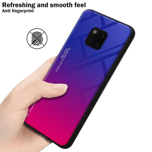 Huawei MATE 20 PRO Skal Fodral i två färger av TPU-silikon och baksida av härdat glas Case Cover Mobilskydd