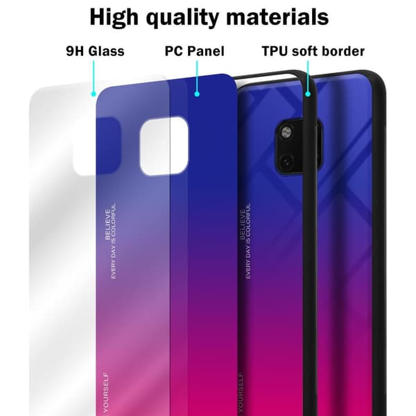 Huawei MATE 20 PRO Skal Fodral i två färger av TPU-silikon och baksida av härdat glas Case Cover Mobilskydd