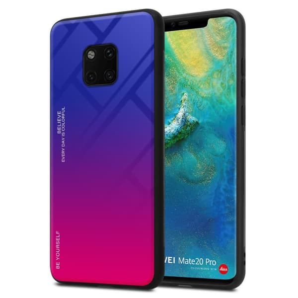 Huawei MATE 20 PRO Skal Fodral i två färger av TPU-silikon och baksida av härdat glas Case Cover Mobilskydd