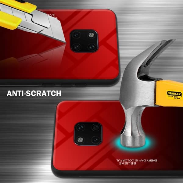 Huawei MATE 20 PRO Skal Fodral i två färger av TPU-silikon och baksida av härdat glas Case Cover Mobilskydd