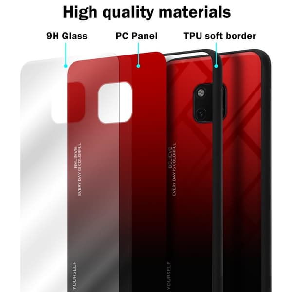 Huawei MATE 20 PRO Skal Fodral i två färger av TPU-silikon och baksida av härdat glas Case Cover Mobilskydd