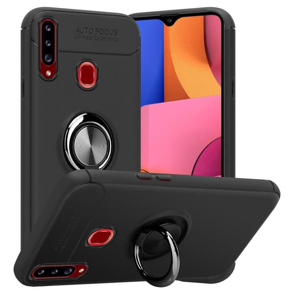 Samsung Galaxy A20s Skal Skyddsfodral Fodral med fokusring av TPU-silikon SVART - GRÅ