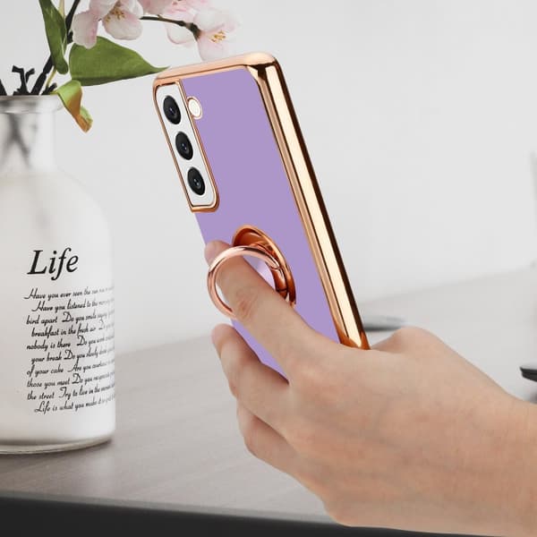 Deksel til Samsung Galaxy S21 PLUS med ring Etui av fleksibel TPU-silikon, med kamerabeskyttelse magnetisk bilholder