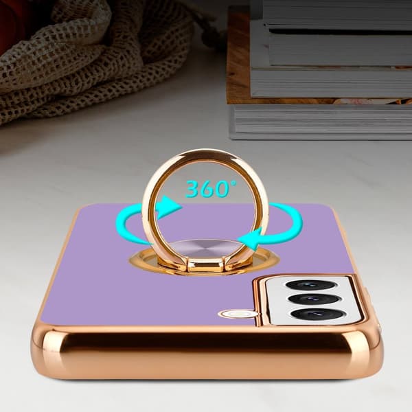 Deksel til Samsung Galaxy S21 PLUS med ring Etui av fleksibel TPU-silikon, med kamerabeskyttelse magnetisk bilholder