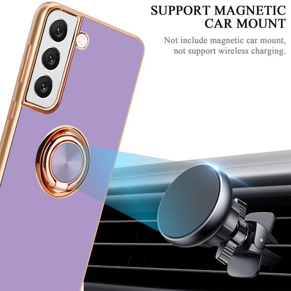 Deksel til Samsung Galaxy S21 PLUS med ring Etui av fleksibel TPU-silikon, med kamerabeskyttelse magnetisk bilholder