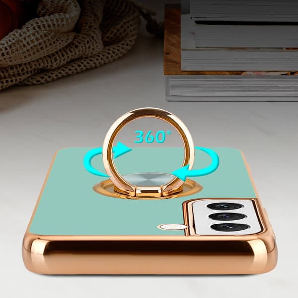 Deksel til Samsung Galaxy S21 5G med ring Etui av fleksibel TPU-silikon, med kamerabeskyttelse magnetisk bilholder
