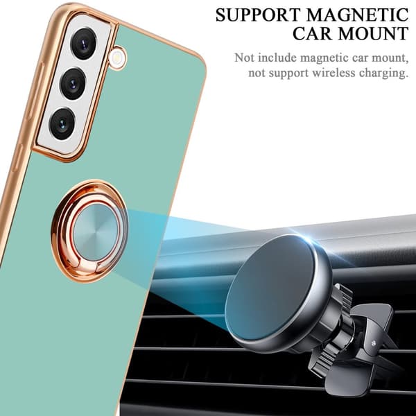Deksel til Samsung Galaxy S21 5G med ring Etui av fleksibel TPU-silikon, med kamerabeskyttelse magnetisk bilholder