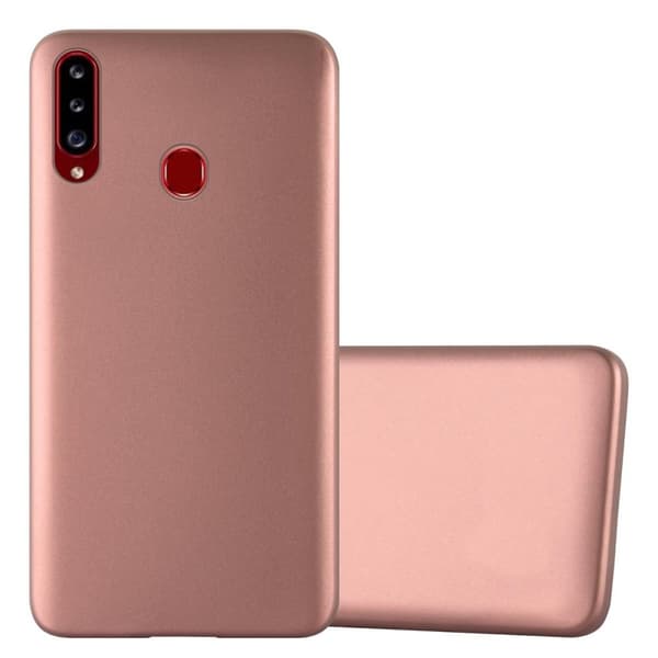 Deksel til Samsung Galaxy A20s Beskyttelsesdeksel laget av fleksibelt TPU-silikon METALLISK ROSEGULL