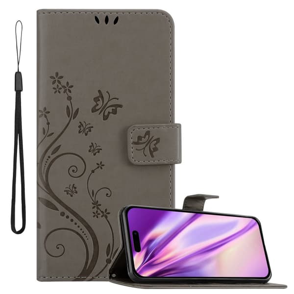 Deksel til iPhone 14 PRO MAX Lommebokdeksel i blomster design med magnetisk lukking, stativfunksjon og kortplasser