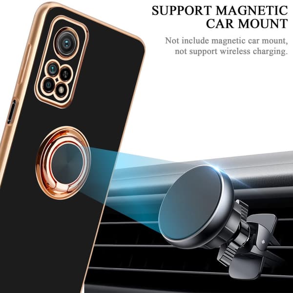 Xiaomi Mi 10T / Mi 10T PRO Skal Fodral med ring av flexibel TPU-silikon, med kameraskydd och magnetisk bilhållare