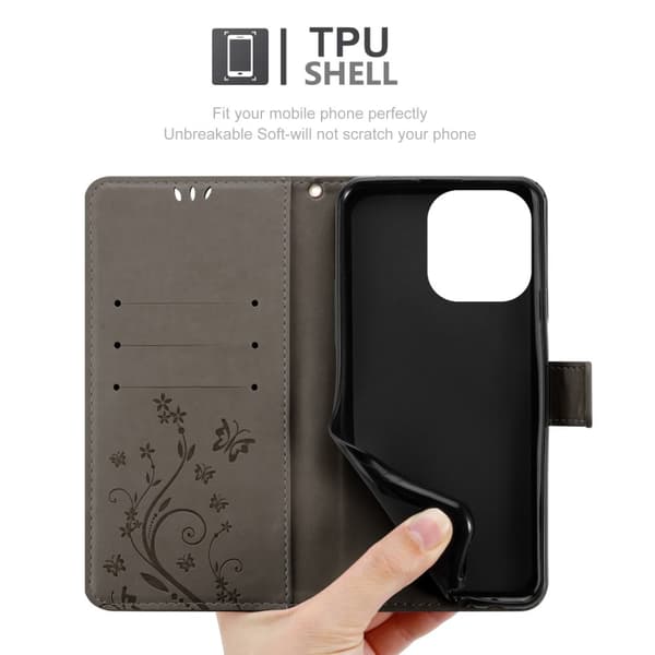 iPhone 14 PRO Suojakotelo Suojakuori Lompakkokotelo Matkapuhelinkotelo Kukat jossa on magneettisuljenta, jalusta-toiminto ja korttipaikat