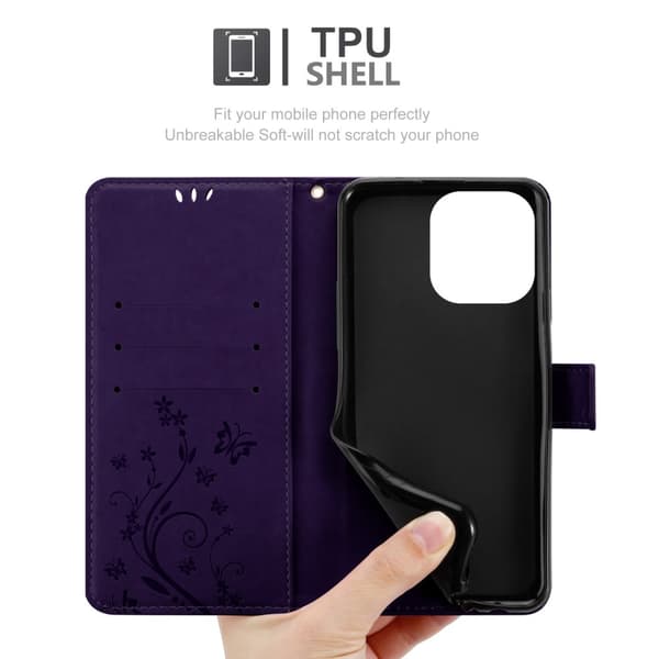 iPhone 14 PRO Suojakotelo Suojakuori Lompakkokotelo Matkapuhelinkotelo Kukat jossa on magneettisuljenta, jalusta-toiminto ja korttipaikat