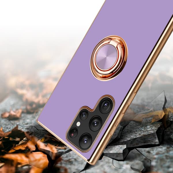 Samsung Galaxy S22 ULTRA Skal Fodral med ring av flexibel TPU-silikon, med kameraskydd och magnetisk bilhållare