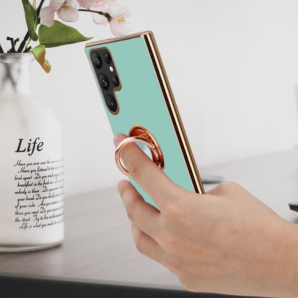 Deksel til Samsung Galaxy S22 ULTRA med ring Etui av fleksibel TPU-silikon, med kamerabeskyttelse magnetisk bilholder