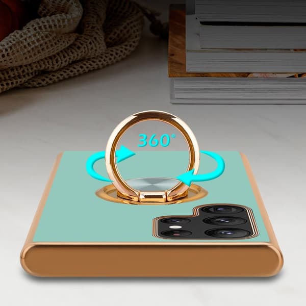 Deksel til Samsung Galaxy S22 ULTRA med ring Etui av fleksibel TPU-silikon, med kamerabeskyttelse magnetisk bilholder
