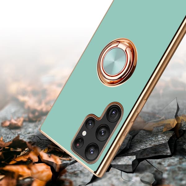 Samsung Galaxy S22 ULTRA Skal Fodral med ring av flexibel TPU-silikon, med kameraskydd och magnetisk bilhållare