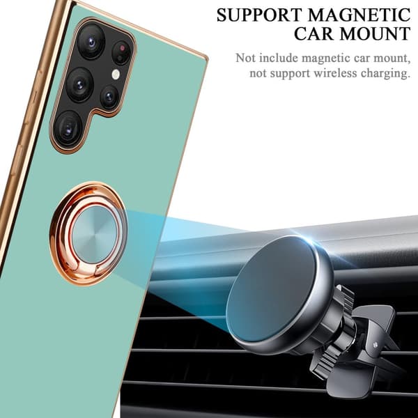 Samsung Galaxy S22 ULTRA Skal Fodral med ring av flexibel TPU-silikon, med kameraskydd och magnetisk bilhållare