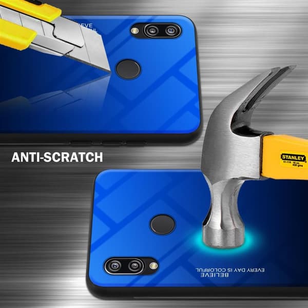 Huawei P20 LITE 2018 / NOVA 3E Skal Fodral i två färger av TPU-silikon och baksida av härdat glas Case Cover Mobilskydd