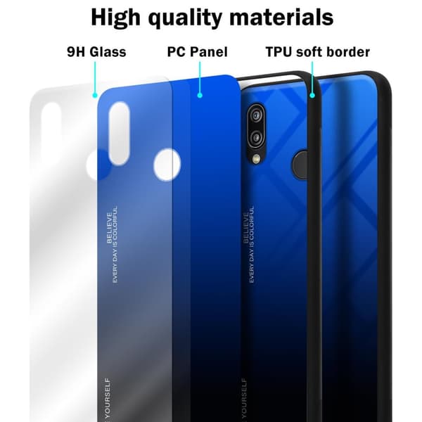 Huawei P20 LITE 2018 / NOVA 3E Skal Fodral i två färger av TPU-silikon och baksida av härdat glas Case Cover Mobilskydd