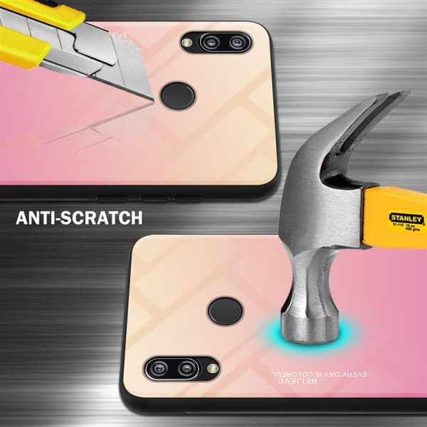 Huawei P20 LITE 2018 / NOVA 3E Skal Fodral i två färger av TPU-silikon och baksida av härdat glas Case Cover Mobilskydd