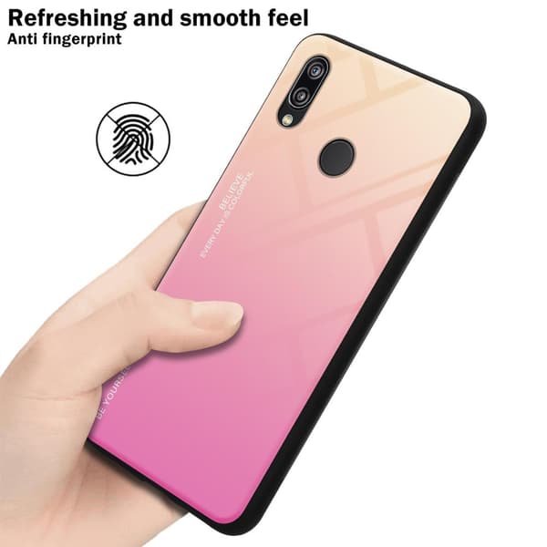 Huawei P20 LITE 2018 / NOVA 3E Skal Fodral i två färger av TPU-silikon och baksida av härdat glas Case Cover Mobilskydd